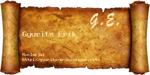 Gyurits Erik névjegykártya